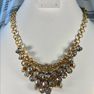 Glamorous Gold Tone Bib Necklace Blingy